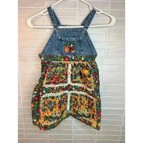 Handmade cottage core girls dress kids Measurements in photo - Picture 2 of 12